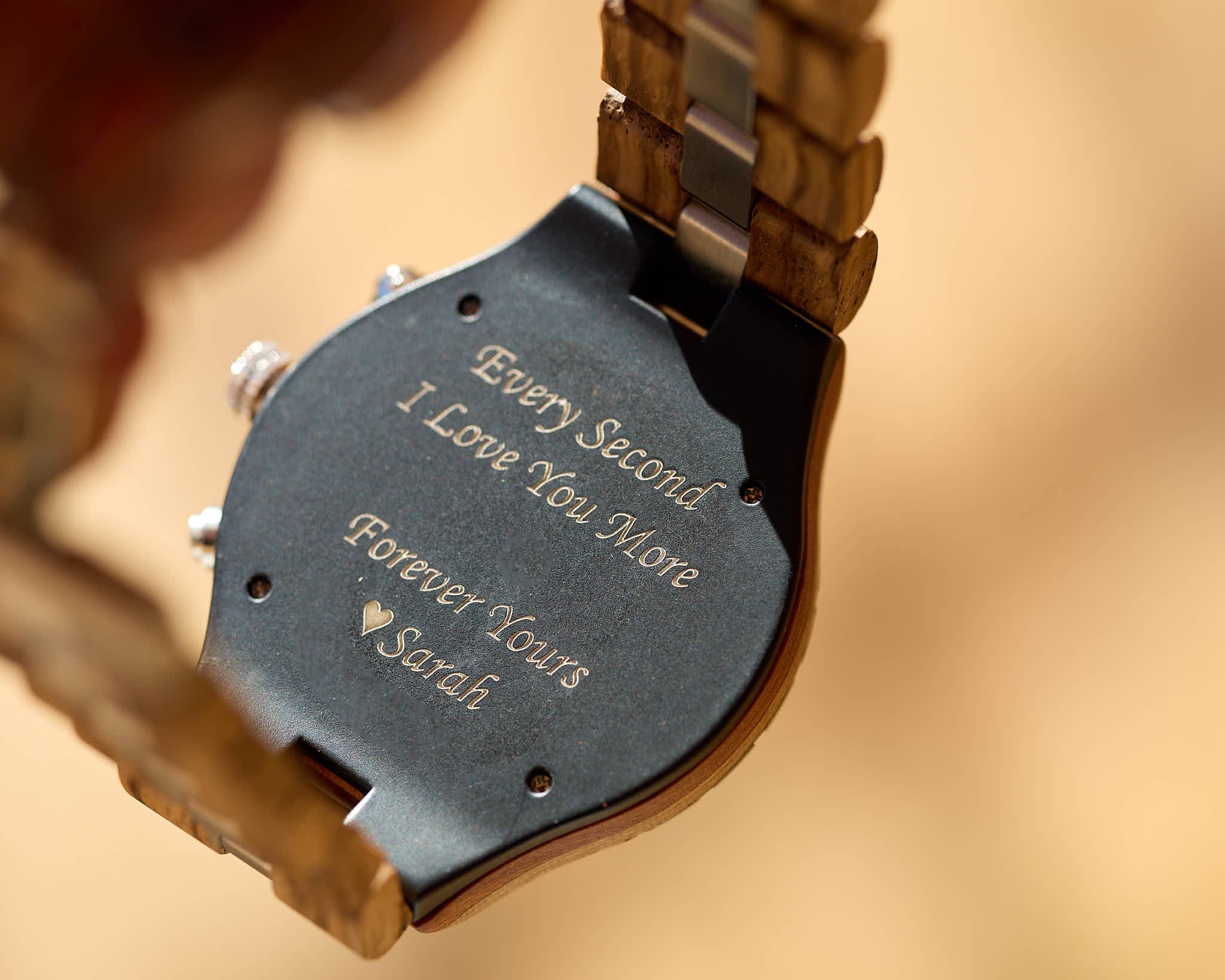 Ebony Wooden Watch with Engraving - Timeless Elegance and Style