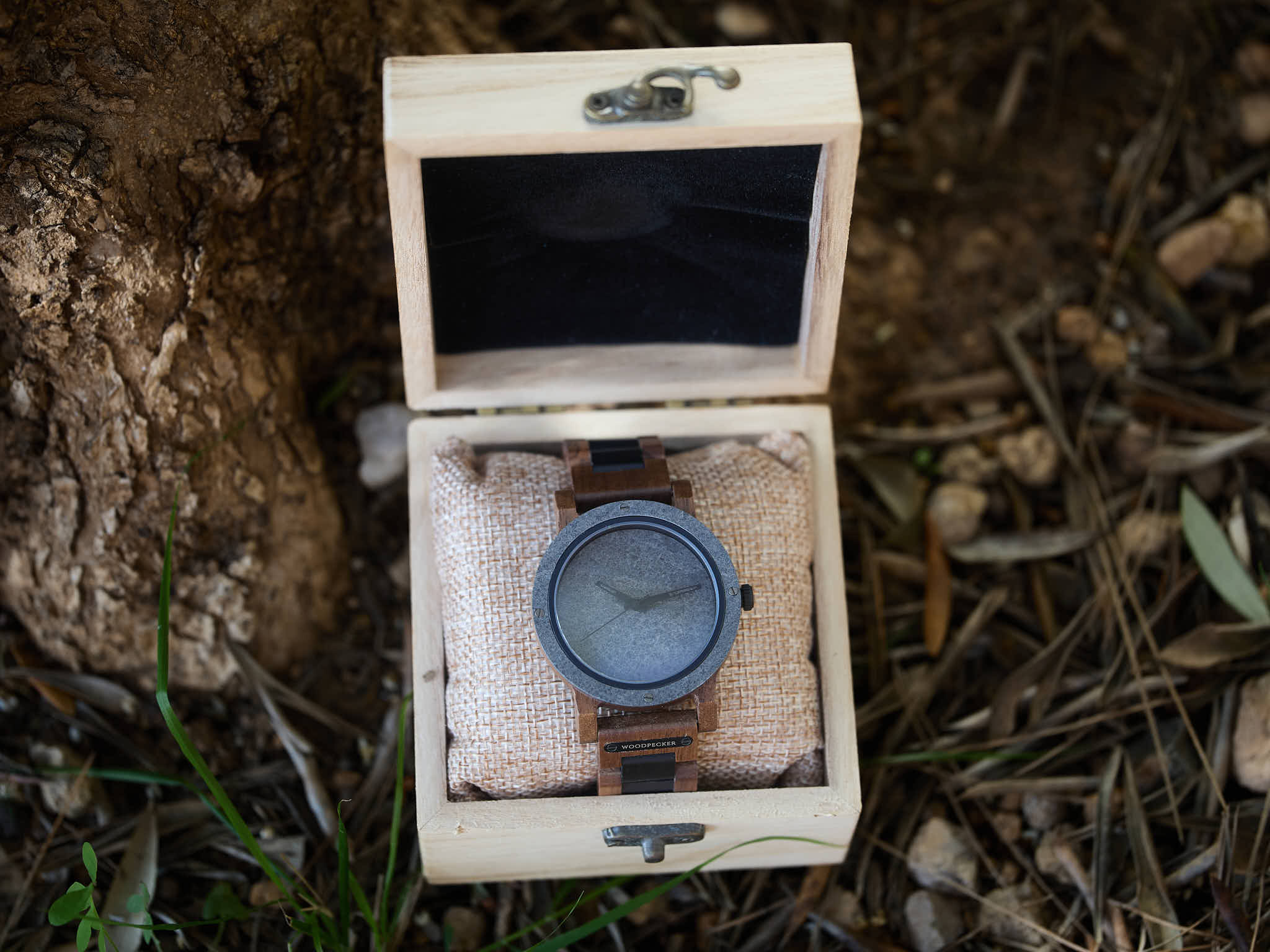Men's Wooden Watch - Walnut and Ebony with Stone Face