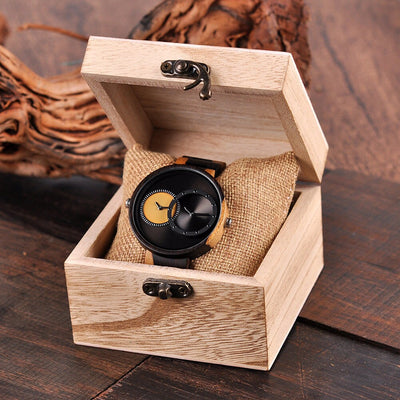 Mens Watch, Watches for Men | Engraved Watch, Wood Watch, Dual Time Watch, Wooden Watch, Travelers Watch, 1st Anniversary gift for boyfriend