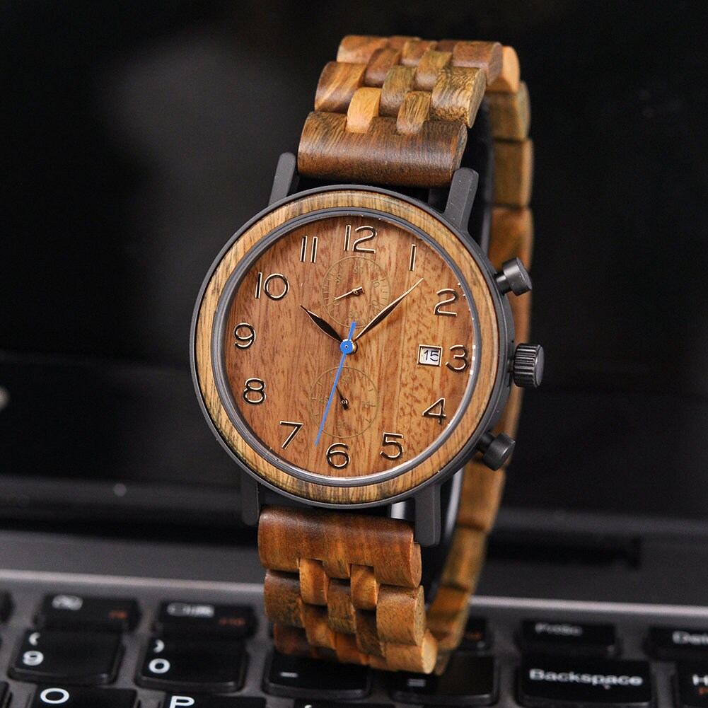 Mens Watch, Engraved Watch | Wood Watch | Anniversary gift for husband, birthday present for boyfriend, gift for groom, Wooden Watch
