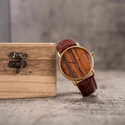 Engraved Watch for Men, Wooden Watch with leather strap, Minimalist Watch Men's Watch | Personalized anniversary gift for him, birthday gift